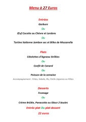 Menu Au Family's - Le menu à 27€