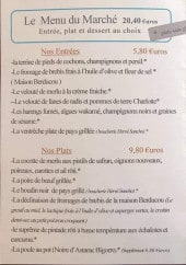 Menu Le fil à la patte - Menu du marché, entrées et plats 