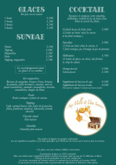 Menu Aux mille et une saveurs - Les glaces, cocktails, ...