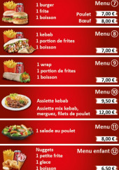 Menu Cfc 65 - Les menus burgers, menus salades et menus wraps,...