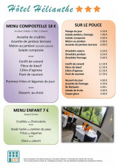 Menu Hotel Hélianthe - La carte