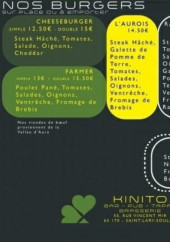 Menu Kinito Pub - Les burgers