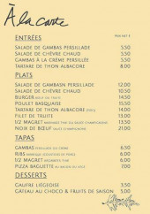 Menu Le mont d’aure - a la carte