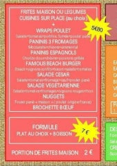 Menu Beach Kfe - Plats du jour, formules, boissons,....