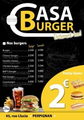 Menu Casa Burger - Carte et menu Casa Burger Perpignan