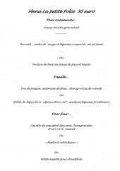 Menu Le grain de folie - menu 30€
