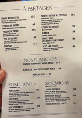 Menu Maison Dahlia - A partager, planches et sandwichs, ...