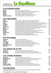 Menu Pizza la Napolitana - les pizzas