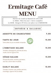 Menu L'Ermitage Café - les entrées et saldes