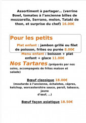 Menu Le moorea - Les tartares