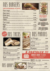 Menu La Terrasse - Les burgers, tacos et paninis,..
