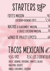 Menu California Street Food - Les starters et tacos mexicains