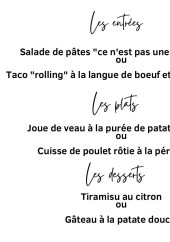 Menu Le Picasso - La carte