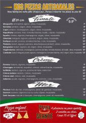 Menu La Baguette - Les pizzas