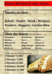 Menu Moos Kebab - Les tacos 