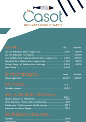 Menu Le Casot - les vins, bières et boissons chaudes,..