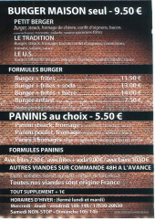 Menu La Rôtisserie Des Albères - Les burgers maison, paninis