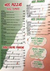 Menu Ames Soeurs pizzas - La carte