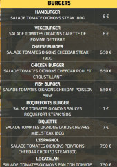 Menu Le rendez-vous - Les burgers