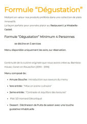 Menu La Mirabelle - Formule degustation