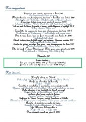 Menu Finkstuebel - Les suggestions et desserts