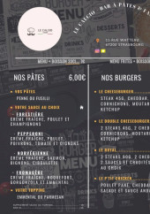 Menu Le Calcio - Les pates et burgers