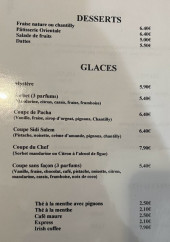 Menu Le Pacha - Les desserts et glaces