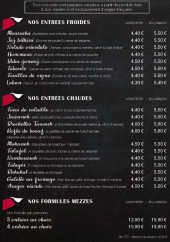 Menu Le Tarbouche - Les entrées