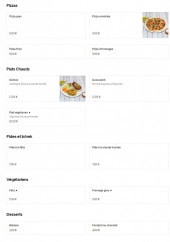 Menu Le Zorba - Les pizzas, plats chauds, ...