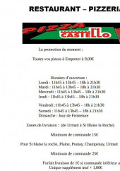 Menu Pizza Castello - Carte et menu Pizza Castello Schirmeck