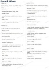Menu Franck Pizza - Les pizzas 