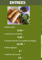 Menu Restaurant aux deux clefs - les entrées et poissons