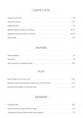 Menu Entre 2 terres - La carte