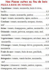 Menu Pizzeria Via Toscane - Les pizzas base tomate