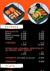 Menu Tanaka Sushi - Les entrées et plats