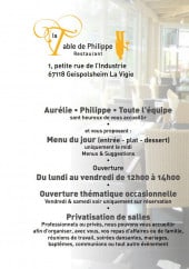 Menu La table de philippe - Les informations