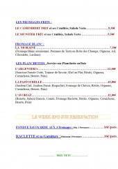 Menu Hostellerie La Bohème - Les spécialités fromagères suite