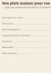 Menu Association Graine - Les plats