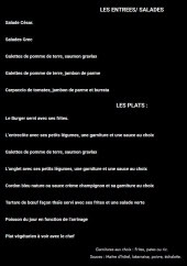 Menu O lylypop - Les entrées, salades et plats