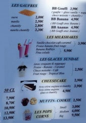 Menu BB Rocket - Les gaufres, les milkshakes,......