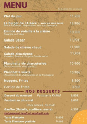 Menu Brasserie l'Alsace - Les menus