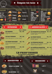 Menu Frencheeze - Tacos personnalisé, assiettes et boissons,...