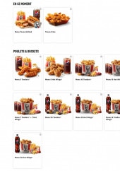 Menu KFC - Les poulets et buckets