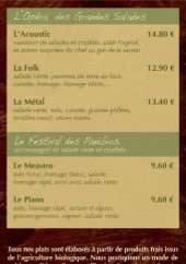 Menu L' Acoustic - Les grandes salades et pani bio