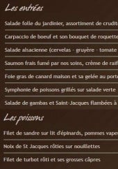 Menu Chez Jean - Les entrées et les poissons