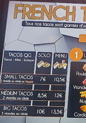 Menu Qg tacos - Les french tacos