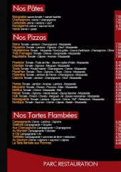 Menu Le Parc - Pâtes, pizzas et tartares flambées 