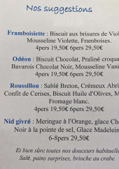 Menu Douceurs et Passion - Exemple de menu