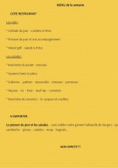Menu Le Fournil De Séraphin - Menu de le semaine
