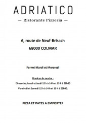 Menu L’Adriatico - Carte et menu L’Adriatico Colmar